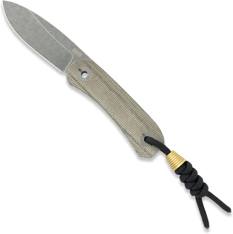 KNAFS - Lander 4 Fixed Blade Pocket Knife with Sheath - EDC for Men, Women, Everyone - Drop Point Moondust Finish Blade - Moondust Micarta Handle - Image 1